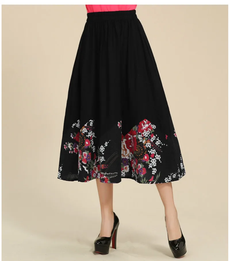 women skirts faldas mujer moda female autumn spring Mexico style ethnic design long black embroidery midi skirt | Женская одежда
