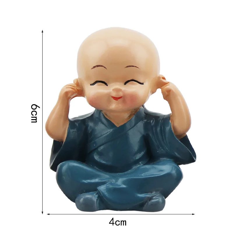 4pcs/set Little Monk Figurines Car Decoration Crafts Home Decor Kungfu Monks Figure Ornament Buddha Boy Accessories | Дом и сад