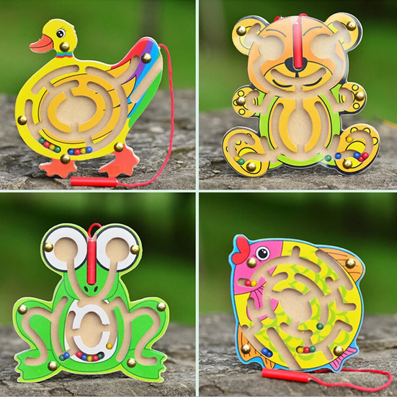 Мультяшный лабиринт Монтессори Обучающие деревянные игрушки обучающие детские