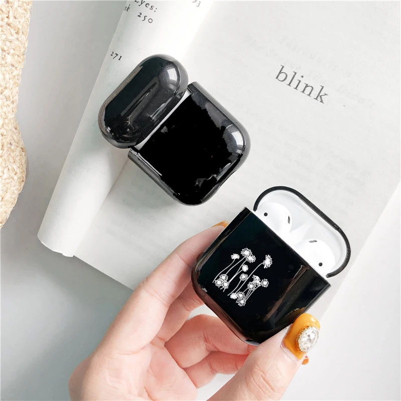 Милый чехол для Apple airpods, чехол с рисунком граффити цветов розы, Bluetooth, чехол для наушников Airpods, черный Жесткий Чехол