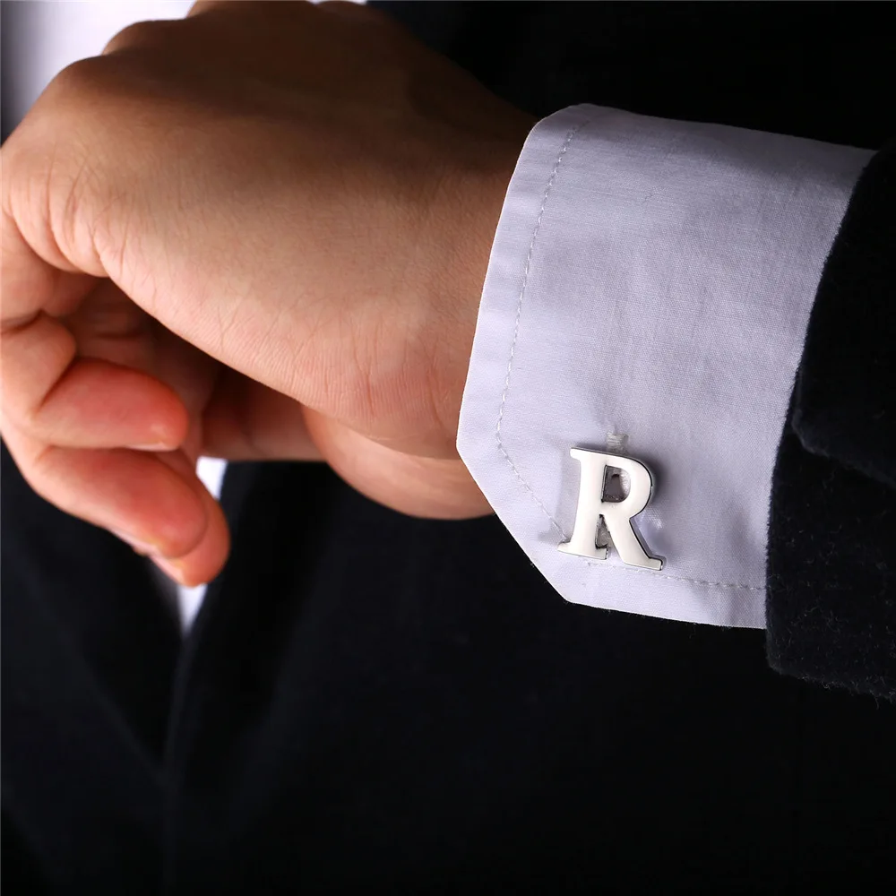 Для мужчин запонки Алфавит R для французских рубашек Кнопка свадебные Жених