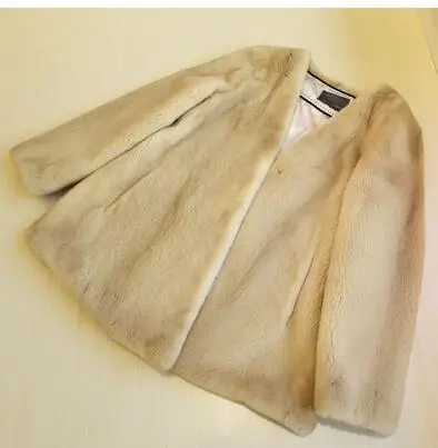 Beige Настоящая норковая шуба, женская новая зимняя короткая импортная норковая шуба, женская теплая куртка - Цвет: Beige