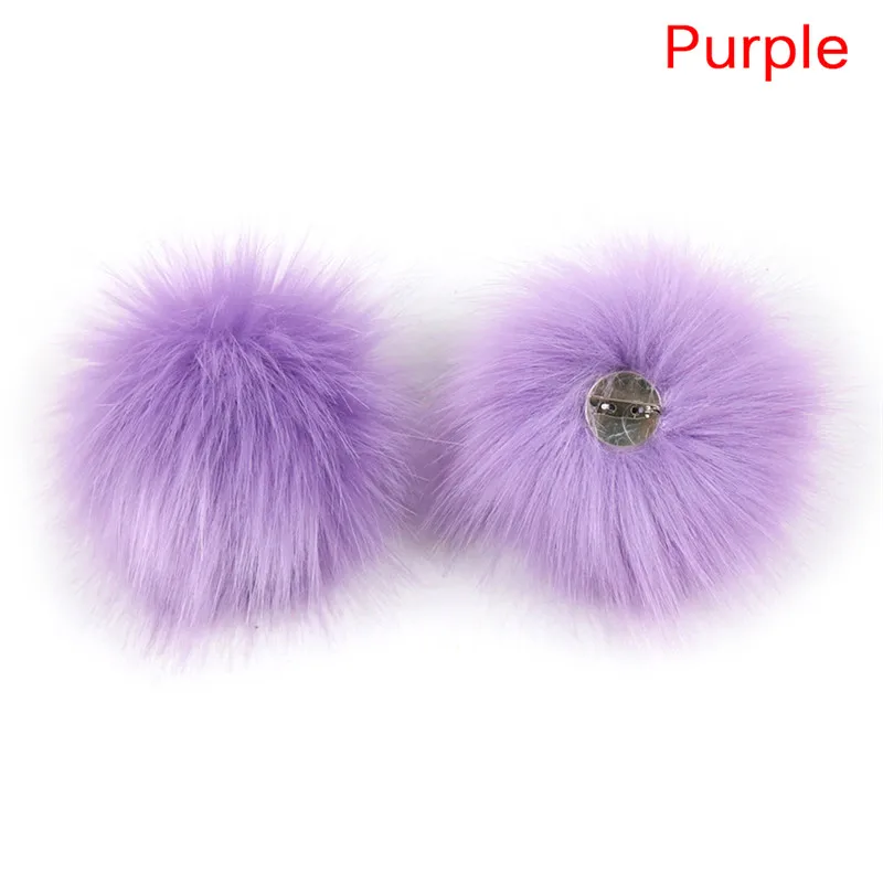 purple Пушистый помпон с помпоном, съемная брошь на булавке, вязаная шапка, аксессуары для шерстяного вязания, искусственный мех, шарик, имитация лисы - Цвет: purple