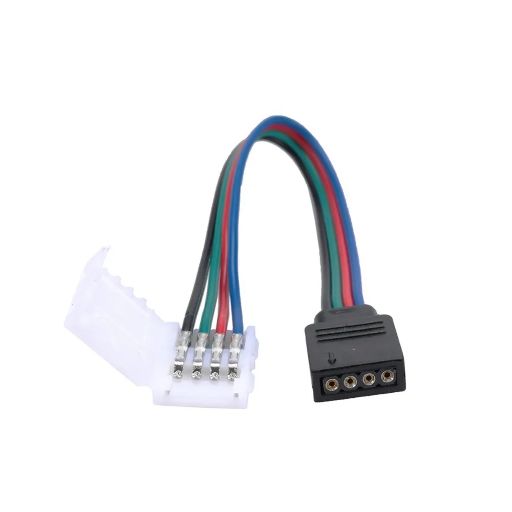 RGB светодиодные полосы разъемы для освещения 10 мм 4Pin без пайки кабель печатной платы провода до 4 штырьковый гнездовой адаптер для SMD 3528 5050