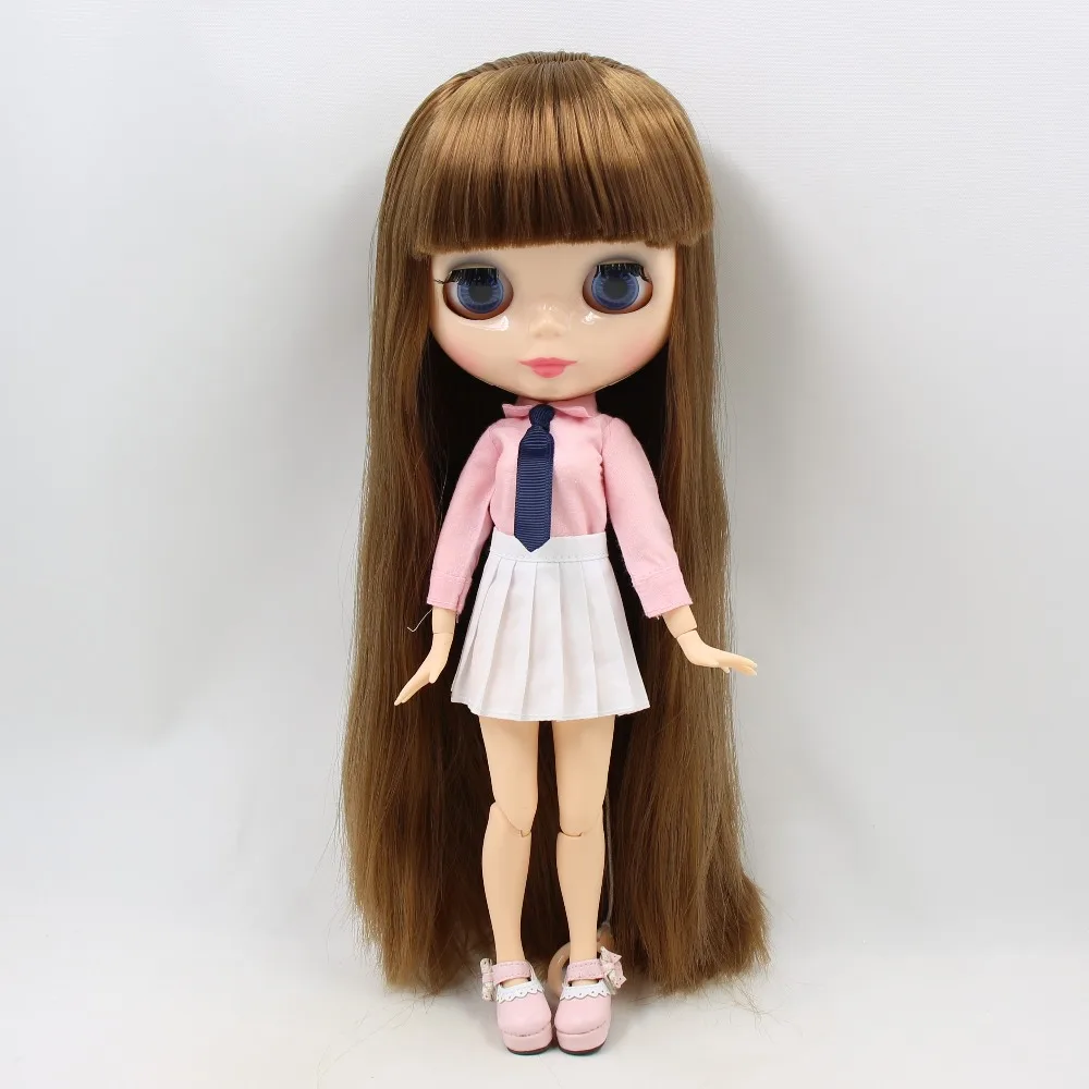 Кукла ICY DBS Blyth натуральная кожа сустав тело с челкой/бахромой прямые каштановые