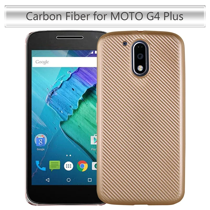 Чехол для Motorola Moto G4 Plus 5 дюймов Роскошный чехол из углеродного волокна и ТПУ
