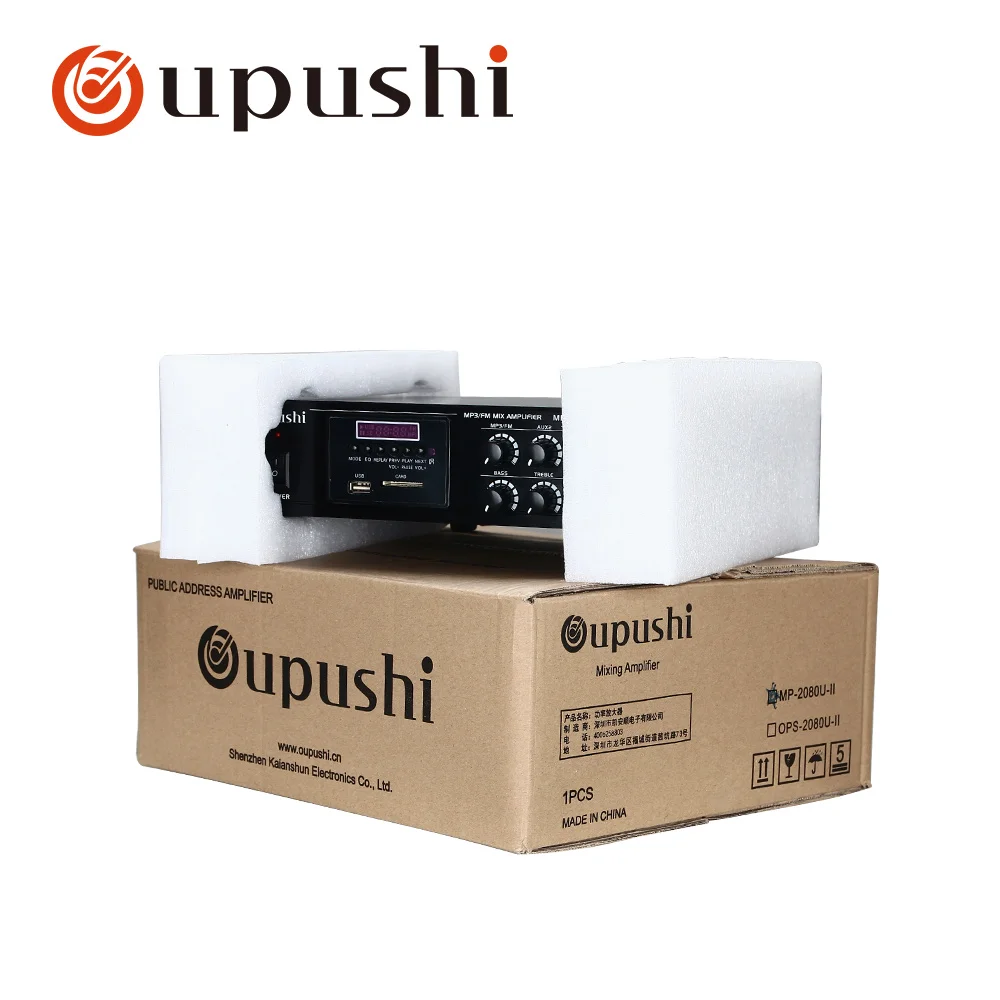 Oupushi MP-2080-II 80 Вт беспроводной Bluetooth аудио Профессиональный усилитель мощности микрофон FM Радио MP3 USB воспроизведение