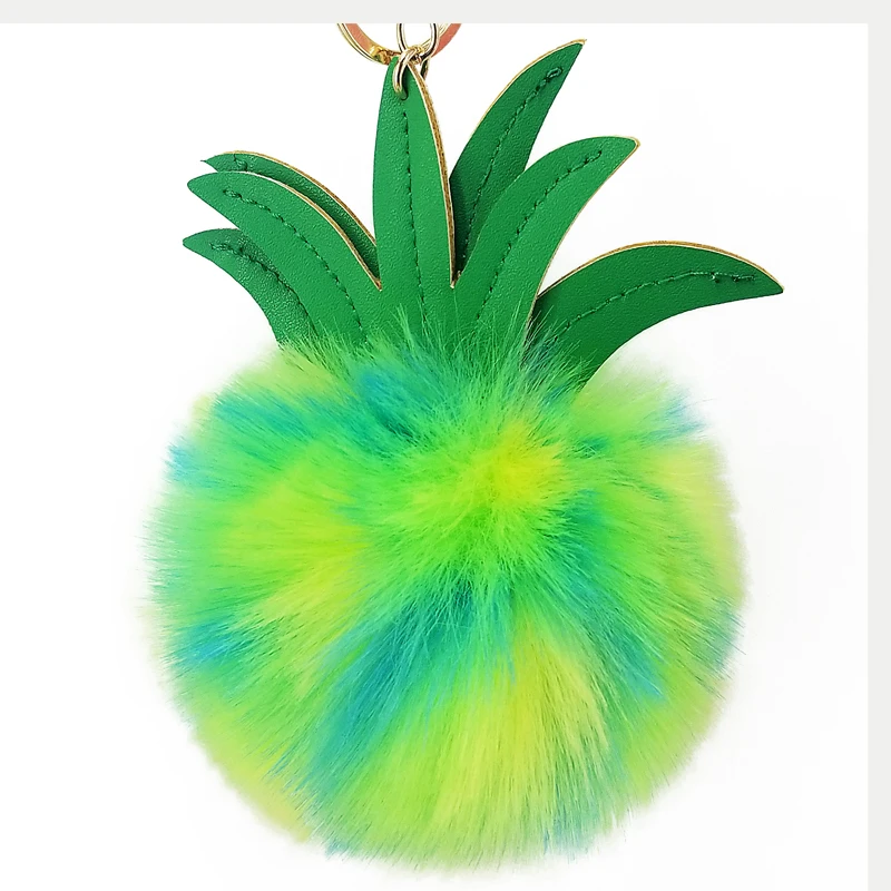 Брелок для ключей в форме ананаса из ПУ кожи подвеска с помпоном Милая женская