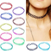13 colors hot selling vintage stretch tattoo choker necklace gothic punk grunge henna elastic with choker necklaces