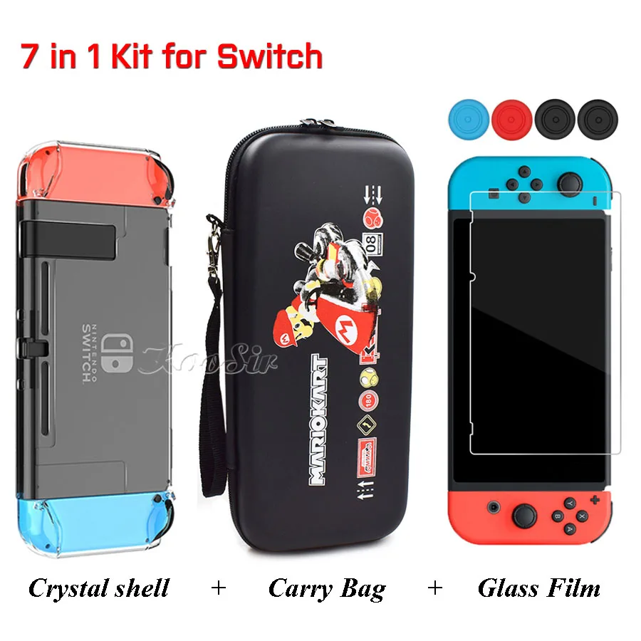 7 IN 1 KIT 7 в 1 сумка для переноски и чехол из закаленного стекла и кристалла+ 4 аналоговых колпачка - Цвет: 7 IN 1 KIT