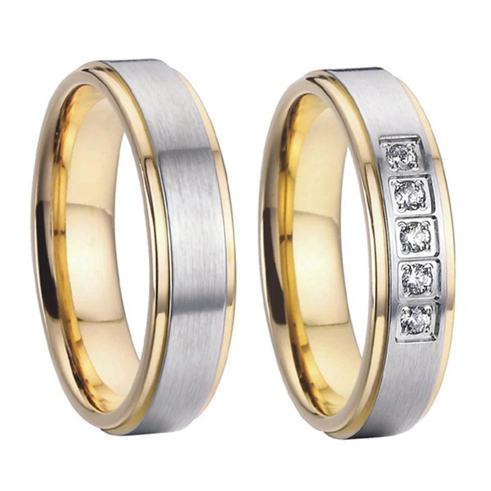 Обручальные кольца наборы из титановой стали золотого цвета для пар