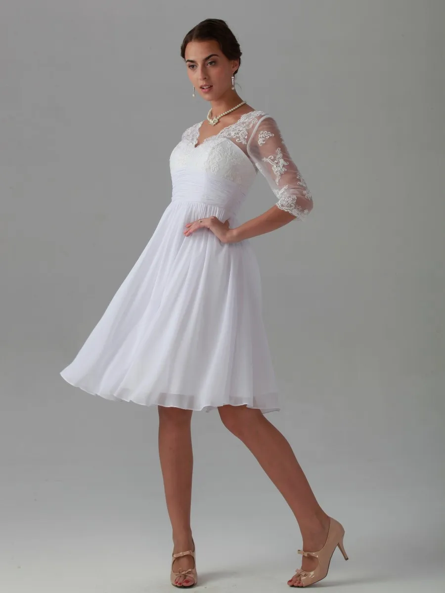 Романтическое кружевное пляжное Короткое свадебное платье длиной до колена