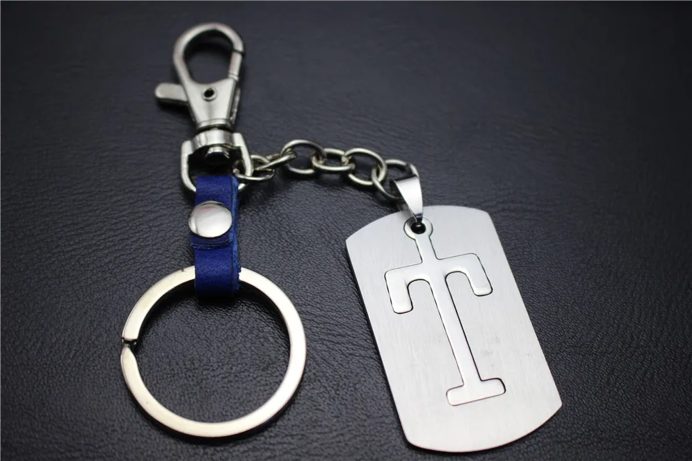 Буквы T отделимые Нержавеющая сталь кулон кожаные брелки Шарм сумка повесить автомобиль брелок 26 букв серии подарок