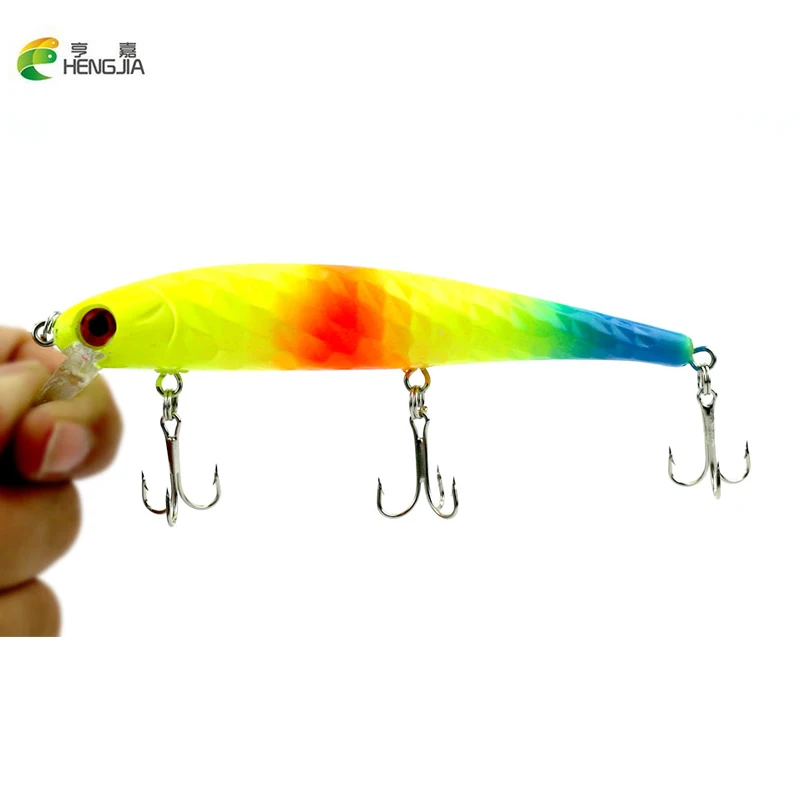 

HENGJIA 12cm/15g Bionic BIG Minnow Fishing Tackle 3D Eyes Fishing Lure Vivid Hard Fish Bait Wobbler Strong 4# Treble Hooks