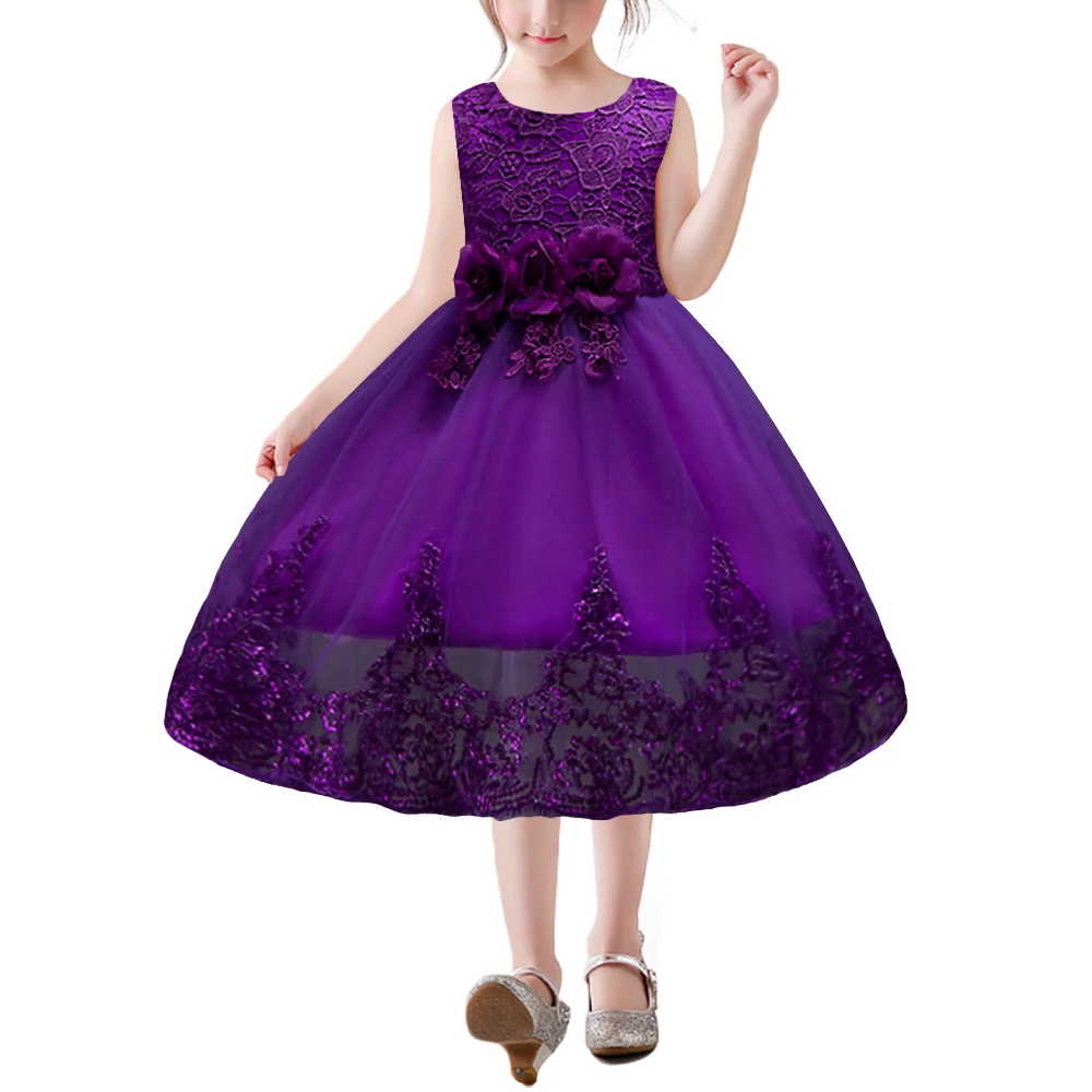 BAOHULU Fancy Flower Baby Girls Dress Lace Children Wedding Party Birthday Dresses for Kids Infant Princess Ball Gown Bow | Детская