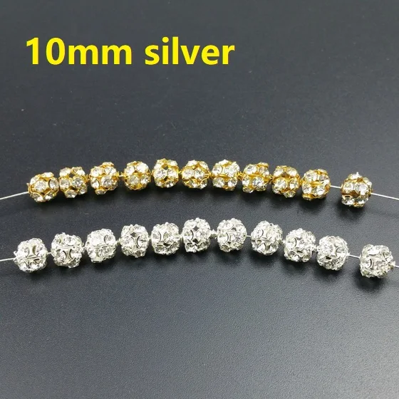 10mm silver 20pcs 20 шт./лот, 6 мм/8 мм/10 мм, золото/серебро, круглые бусины для диско-шара, стразы, хрустальные бусины для самостоятельного изготовления ювелирных изделий - Цвет: 10mm silver 20pcs