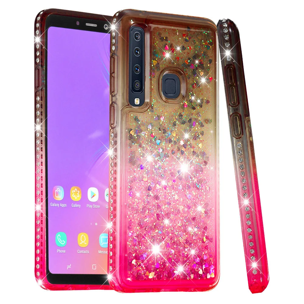 Алмазный Блестящий силиконовый чехол для samsung Galaxy A9 A9 Star Pro A9s A9200 жидкий зыбучий песок Блестящий плавающий чехол