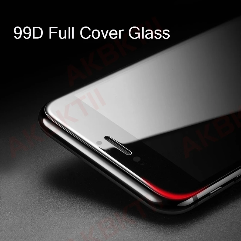 AKBKTII 99D изогнутый край Полное покрытие защитное стекло на iPhone 7 8 6 6S Plus закаленное