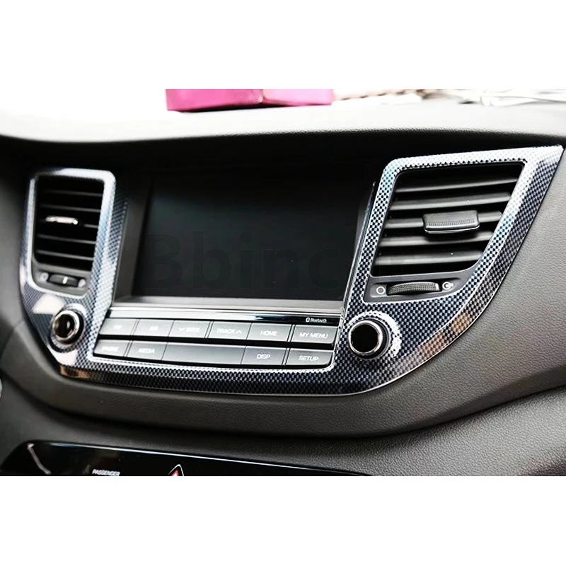 Bbincar ABS углеродное волокно краска Внутренняя дверь окна Bottons AC Vent Outlet рамка отделка крышки интерьера для hyundai Tucson