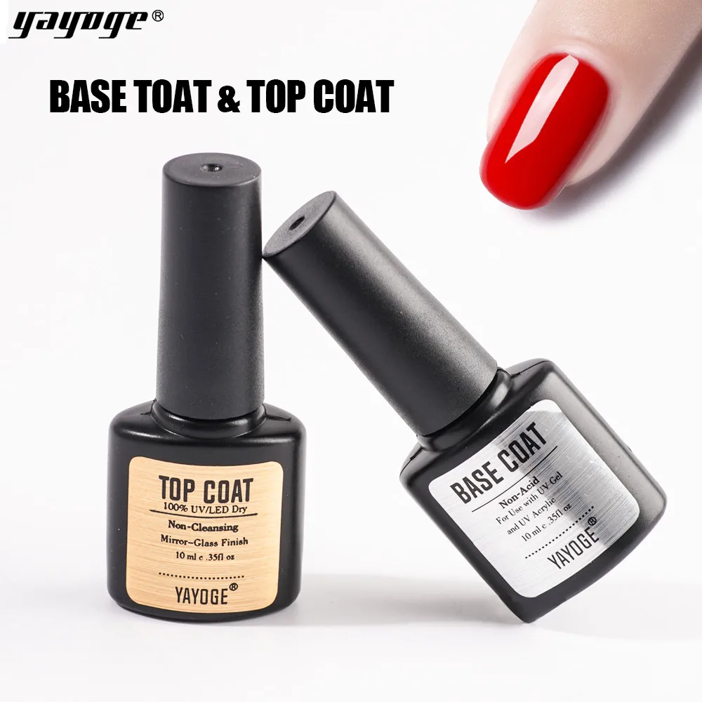 10ml Base and Top YAYOGE Базовое покрытие верхнее покрытие лак для ногтей не чистый грунтовка для ногтей матовый верхний Бондер стойкий замачиваемый лак для нейл-арта Маникюр - Цвет: 10ml Base and Top