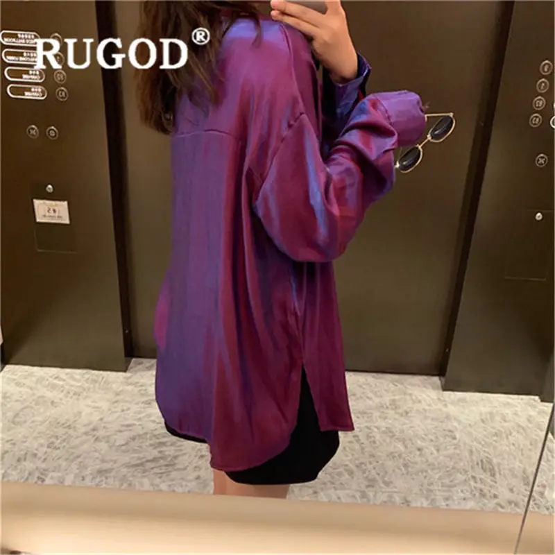 Женская винтажная блузка RUGOD Элегантная с отложным воротником и градиентом bluzki