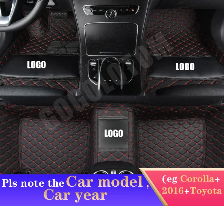 black red Автомобильные коврики для Volkswagen Vw с логотипом CC Passat B5 B6 B7 B8 Polo Golf 4 5 6 Tiguan Jetta Touran АВТО коврик для укладки - Название цвета: black red