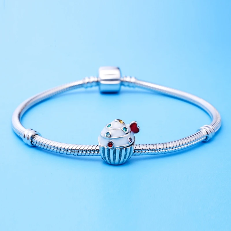 Soulbead 925 пробы серебро австрийского хрусталя сердце кекс шарик шарма с красочными