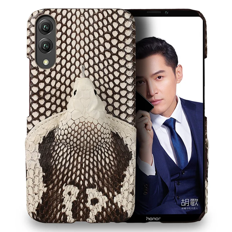 Чехол для телефона из натуральной кожи с 3d-изображением головы змеи Huawei p30 lite p40 pro