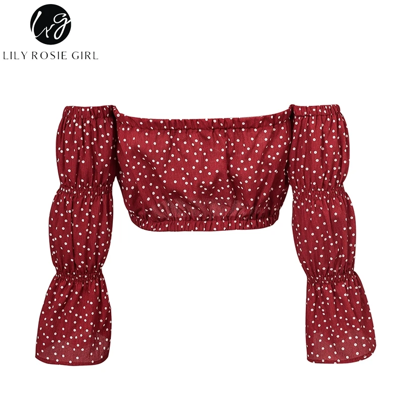 Lily Rosie девушка без бретелек Сексуальная короткая блузка рубашка Boho с длинным