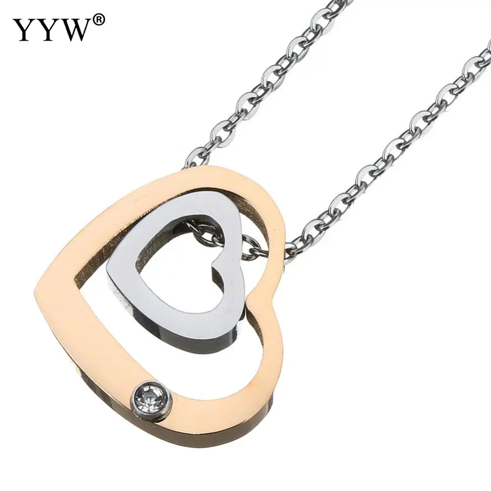 YYW 2017 высокое качество Для женщин Jewelry Нержавеющая сталь сердце с хрустальными