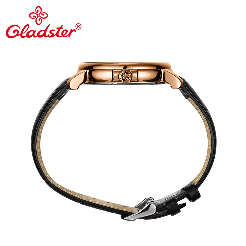 Повседневные мужские кварцевые часы Gladster из нержавеющей стали золотого цвета