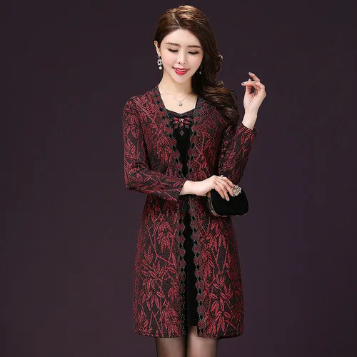 Осеннее корейское платье для женщин среднего возраста новый стиль зима Xxxxl