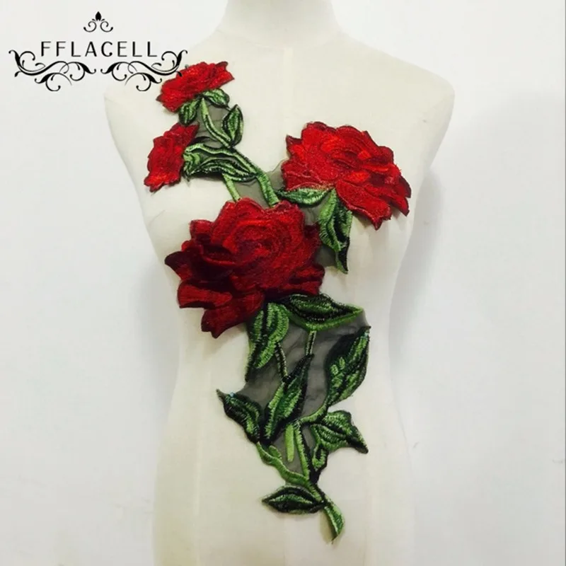 FFLACELL 3D Цветы вышитые патч наклейки для одежды куртка джинсы кружева аппликация DIY украшения для одежды ткань нашивки - Цвет: A