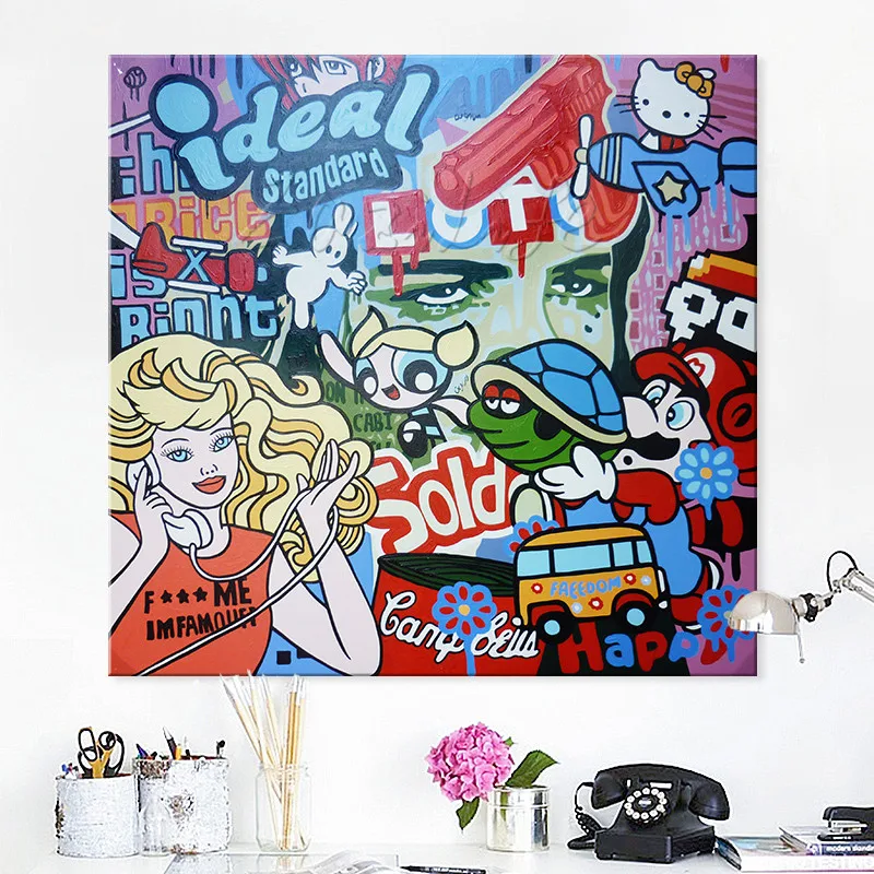 Картина маслом из мультфильма Поп Арт в стиле Lichtenstein на холсте ручная роспись