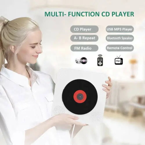 Wall Mounted CD Player Surround Sound FM Radio Bluetooth USB MP3 Disk Portable Music Player Remote Control Stereo Speaker Home enlarge