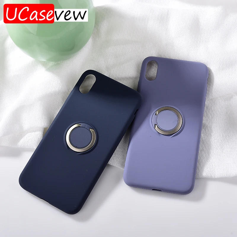 Силиконовый чехол для телефона iPhone 8 X Xs Max XR мягкая задняя крышка кольцо держатель