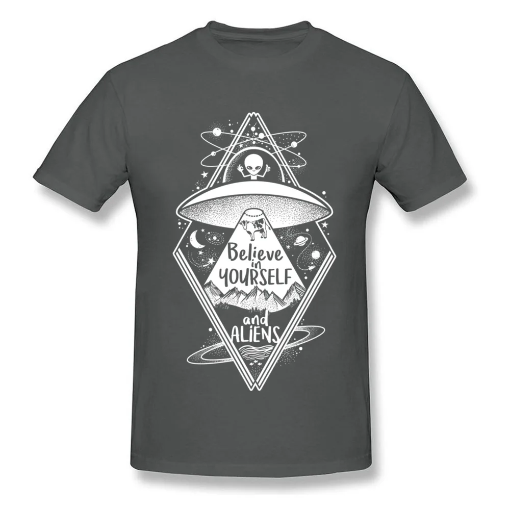 Черная футболка с НЛО инопланетянином мужские топы верят в себя и инопланетянине