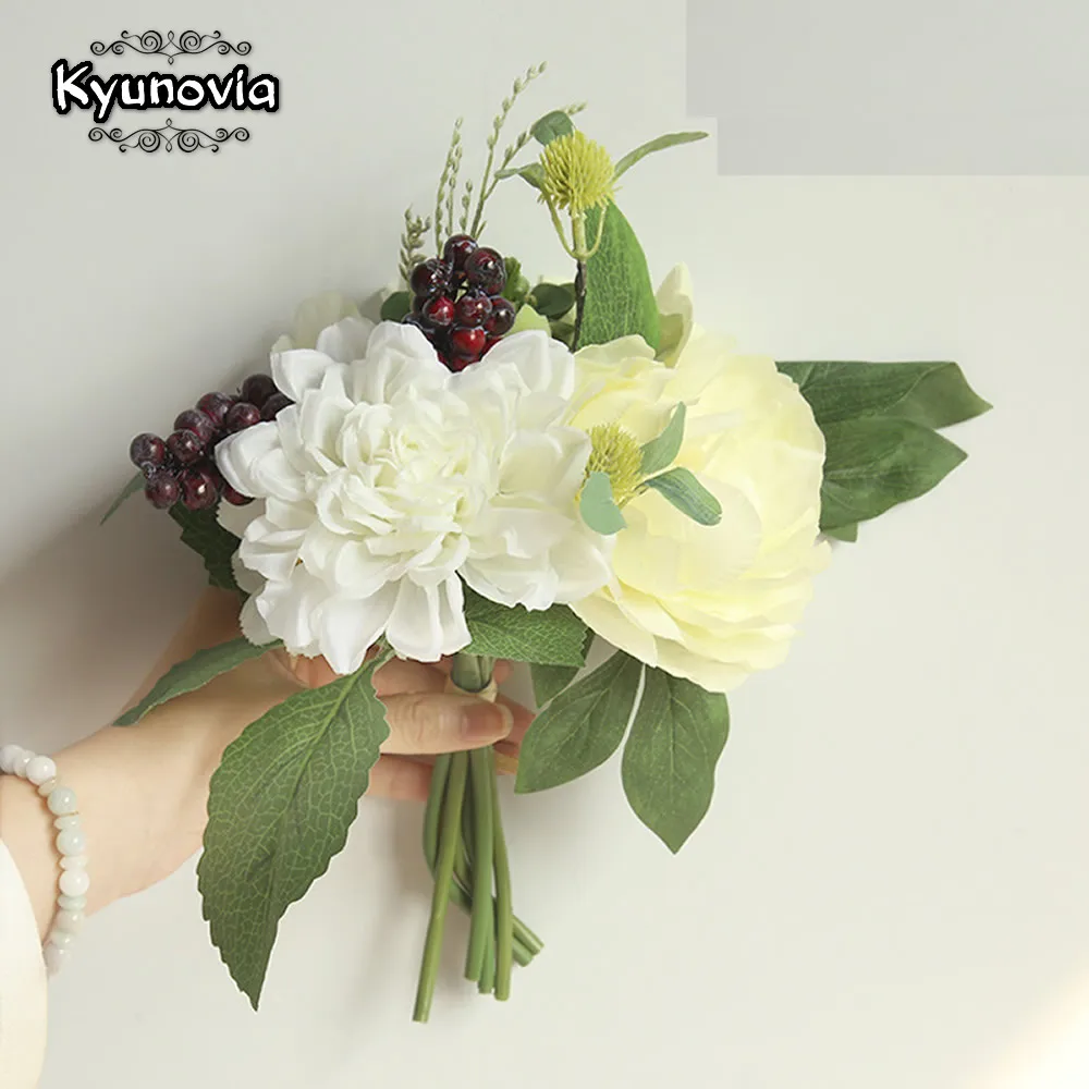 Kyunovia свадебный букет состоит из зеленых листьев искусственная шелковая