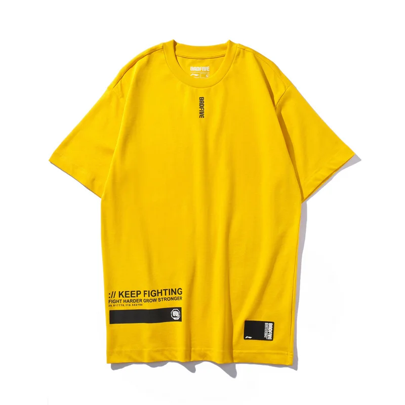 Женская дышащая футболка Li-Ning из 100% хлопка с баскетбольной серией BAD FIVE свободная