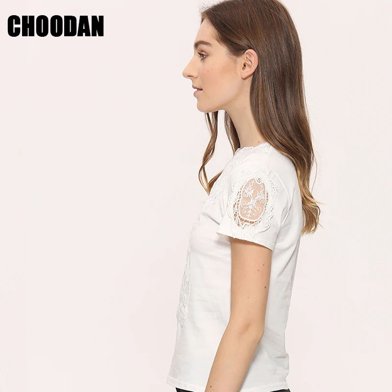 Женская кружевная блузка Blusa белая из хлопка с кружевом элегантная рубашка