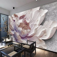 custom mural wallpaper modern 3d stereo pink lotus flowers wall painting fashion living room home decor wall papers for 3 d