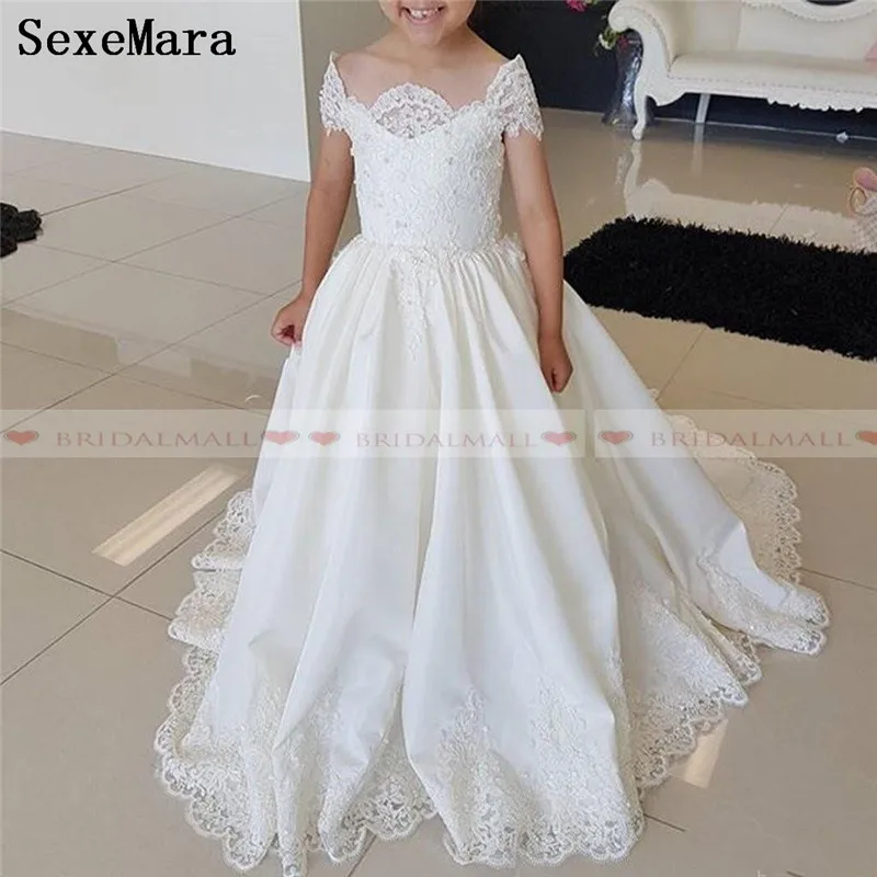 Платье принцессы с открытыми плечами аппликацией Кружевные платья цветочным