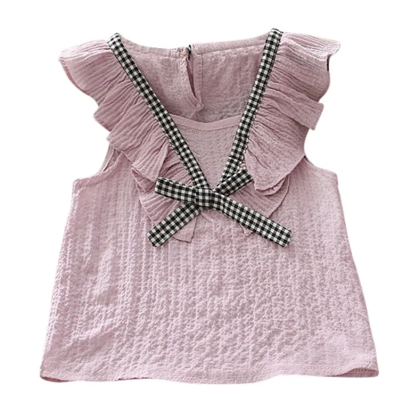 

Girls Clothes Summer Kids Clothes Set Girls lattice Sleeveless Blouse Girl tops + Shorts Girl Clothing Set 2019 New