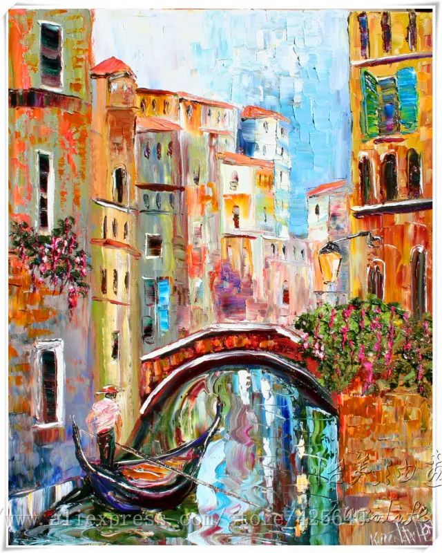 

Venice oil painting italian landscape oil painting on canvas hight Quality oil painting Venice CANAL Gondola 3