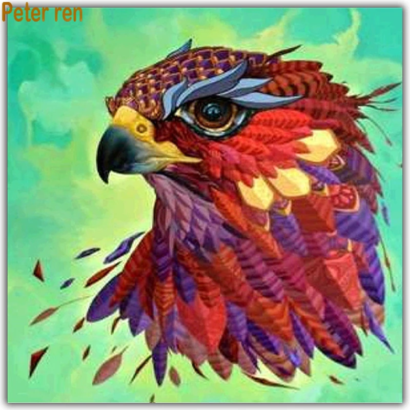 DIY Алмазная живопись крестиком 3D Полное алмазное вышивание животного 5D Квадратное мозаичное украшение дома Перо головы орла.