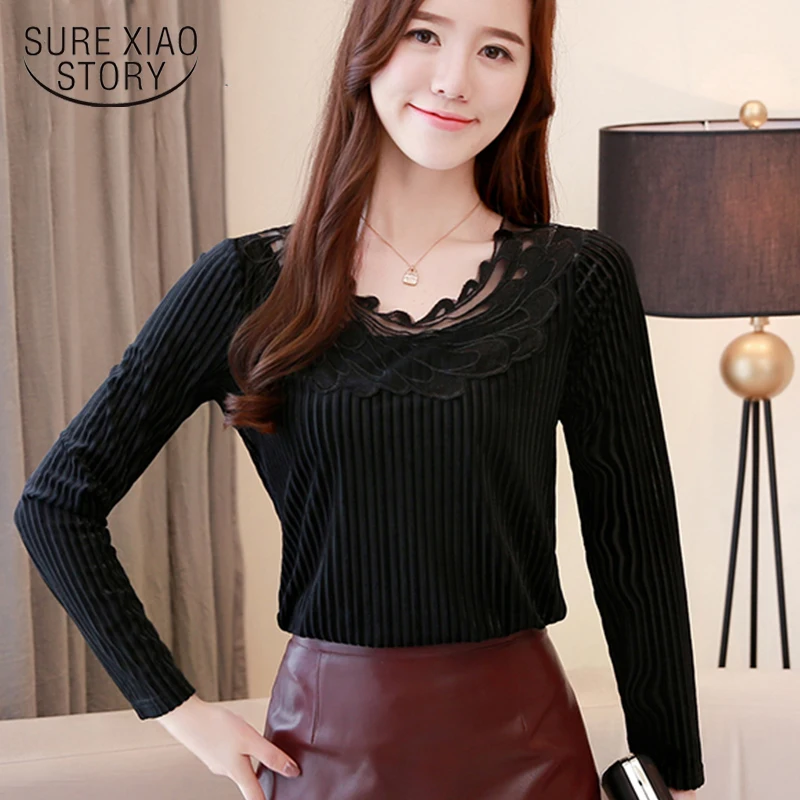 2018 Осенняя рубашка в стиле ретро однотонная женская блузка с длинными рукавами