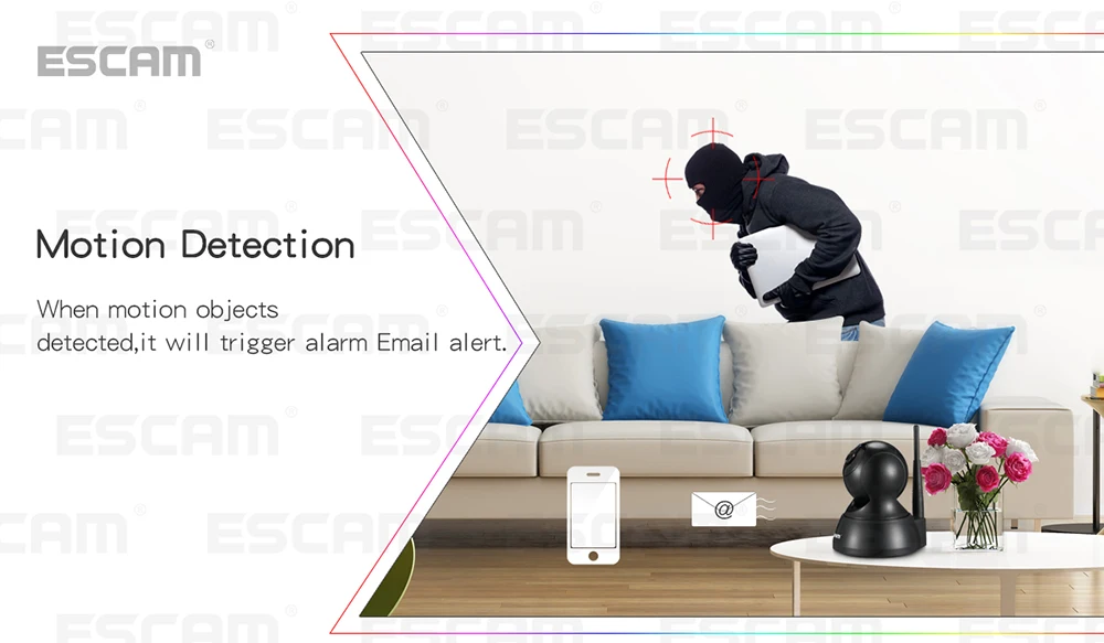 ESCAM QF007 1MP 720P WiFi ИК сигнализация панорамирование/наклон ip-камера поддержка 64G TF карта для Android iOS смартфонов и компьютеров