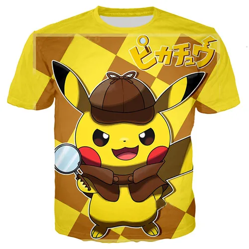 Дети Dragon Ball Pokemon Detective Pikachu 3D принтом Футболки для мальчиков с рисунком из мультфильма Футболка-динозавр Harajuku топы фильм футболки для девочек