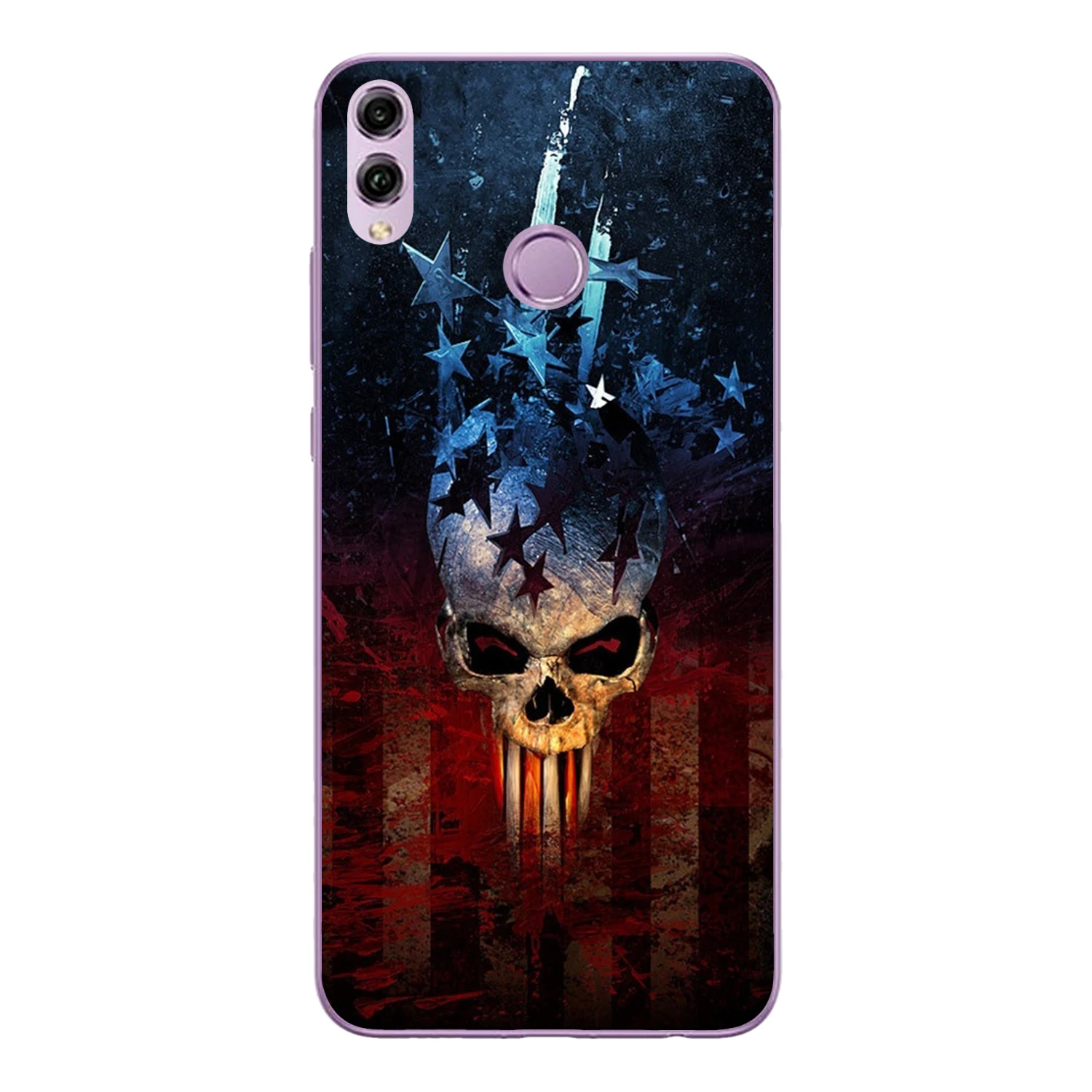 For Huawei Honor 8X Case Cover 6.5&quot Soft TPU Silicone Cool Smoking Glasses Rose Flower Skull Phone Shell Coque |
