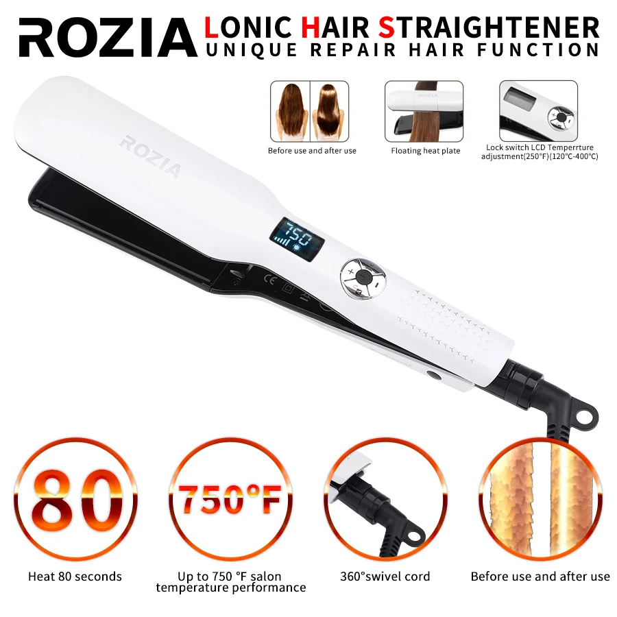 

New Professional Hair Straightener Curling Flat Iorn Hair Curler Tourmaline Ceramic Heating Plate LED Display Salon Styling Tool